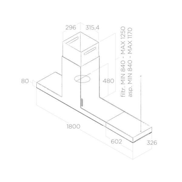 Elica Haiku 180cm Island Extractor Hood in Black