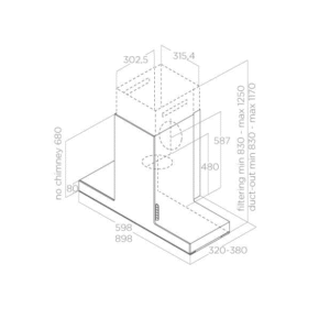 Elica Haiku 60cm Wall Extractor Hood in Black