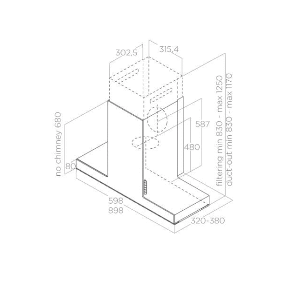 Elica Haiku 60cm Wall Extractor Hood in Black