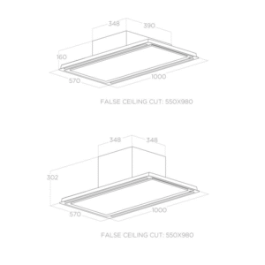 Elica Hilight X H16 100cm Ceiling Extractor Hood in White