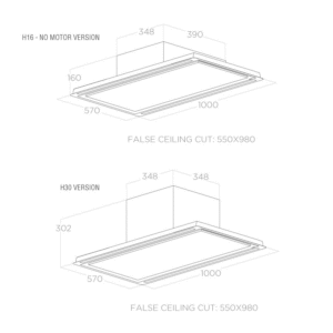 Elica Hilight X H30 100cm Ceiling Extractor Hood in Stainless Steel