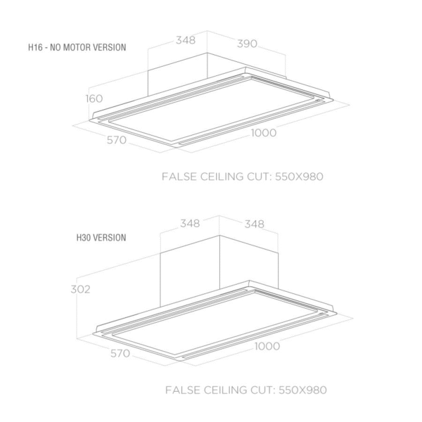 Elica Hilight X H30 100cm Ceiling Extractor Hood in Stainless Steel
