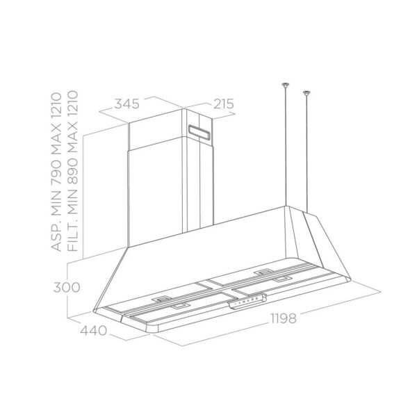 Elica Ikona Maxxi Pure 120cm Island Extractor Hood in Stainless Steel