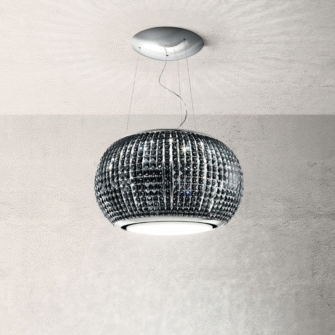 Elica Interstellar 65cm RC Island Extractor Hood in Black Glass