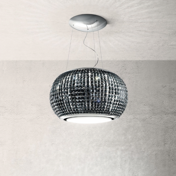 Elica Interstellar 65cm RC Island Extractor Hood in Black Glass