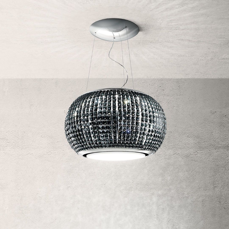 Elica Interstellar 65cm RC Island Extractor Hood in Black Glass