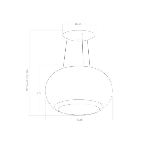 Elica Interstellar 65cm RC Island Extractor Hood in Clear Glass