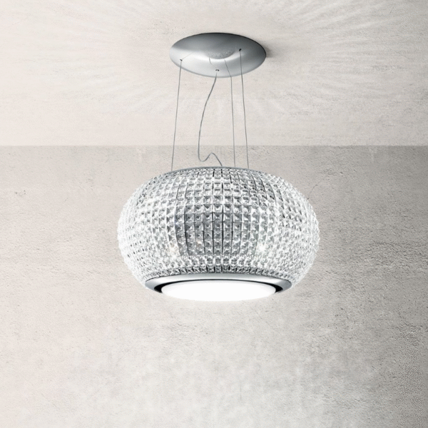 Elica Interstellar 65cm RC Island Extractor Hood in Clear Glass