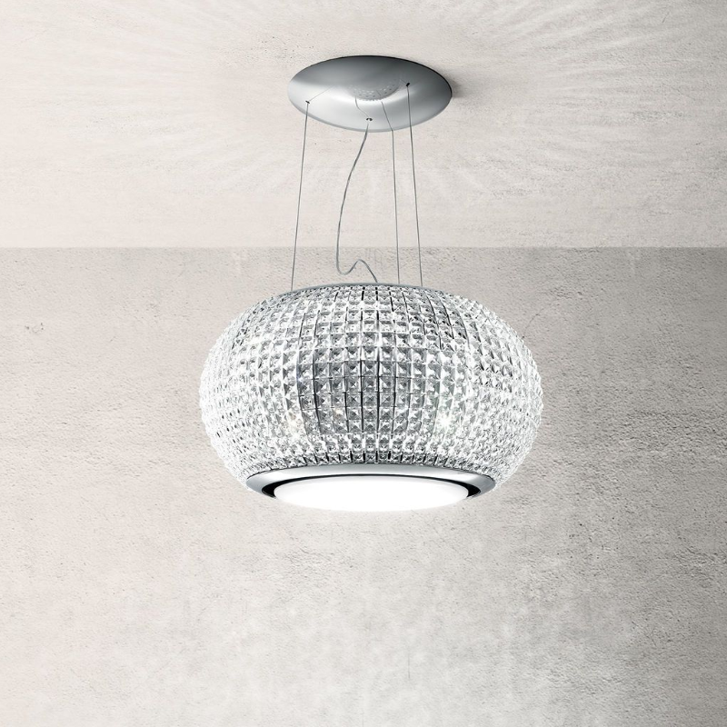 Elica Interstellar 65cm RC Island Extractor Hood in Clear Glass