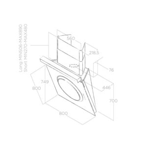 Elica IO 80cm Wall Mount Cooker Hood in Black-3