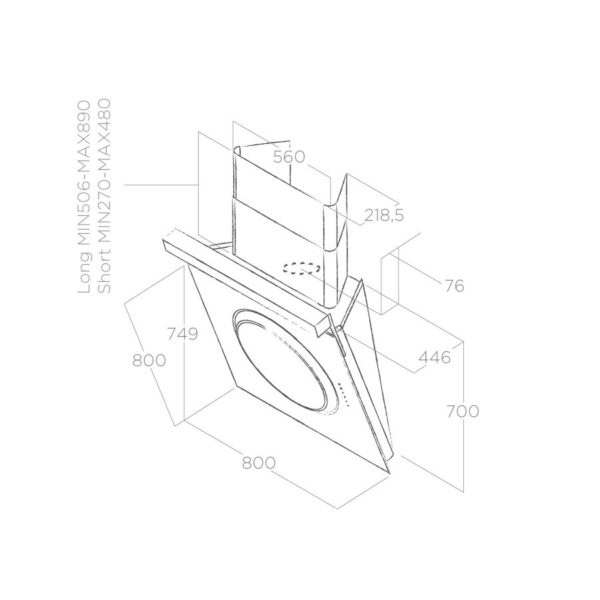 Elica IO 80cm Wall Mount Cooker Hood in Black-3