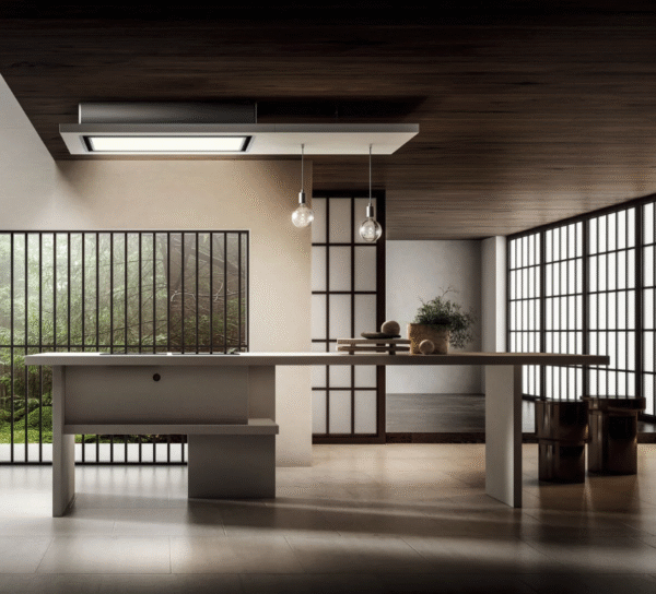 Elica Lullaby @ 120cm RC Ceiling Extractor Hood in White Wood