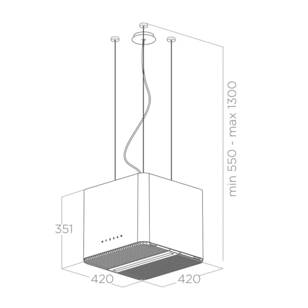 Elica Pix RC 42cm Island Extractor Hood in White