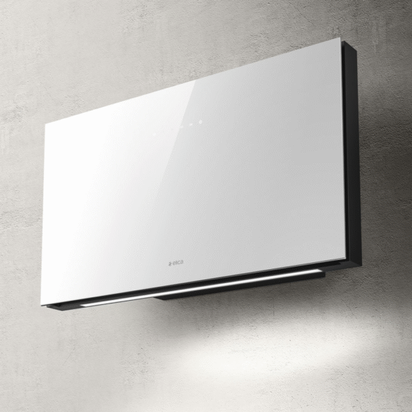 Elica Plat 55cm Built In Wall Extractor Hood in White Glass