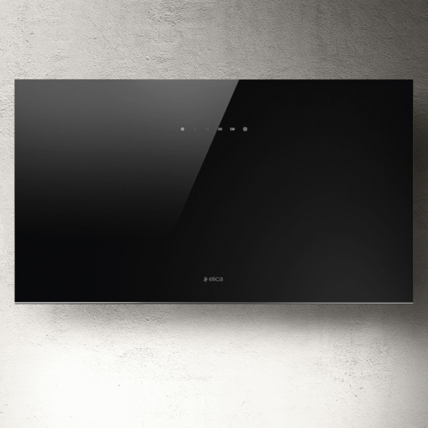 Elica Plat 80cm Built In Wall Extractor Hood in Black Glass