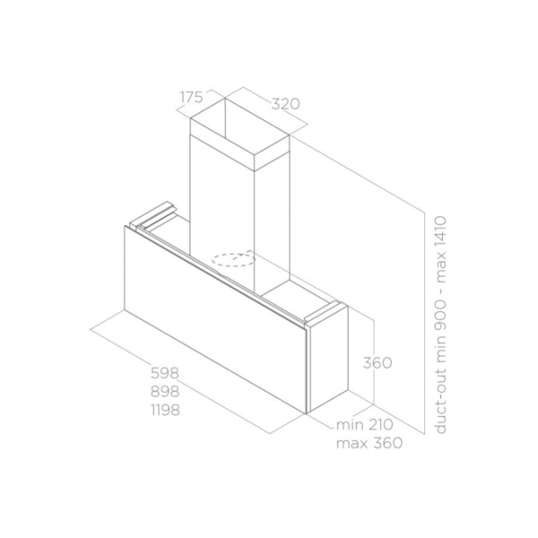 Elica Rules 120cm Built In Extractor Hood in Black Glass