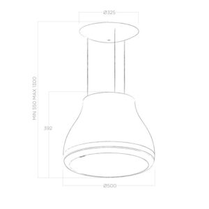 Elica Shining RC 50cm Island Extractor Hood in Peltrox