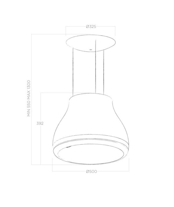 Elica Shining RC 50cm Island Extractor Hood in Peltrox
