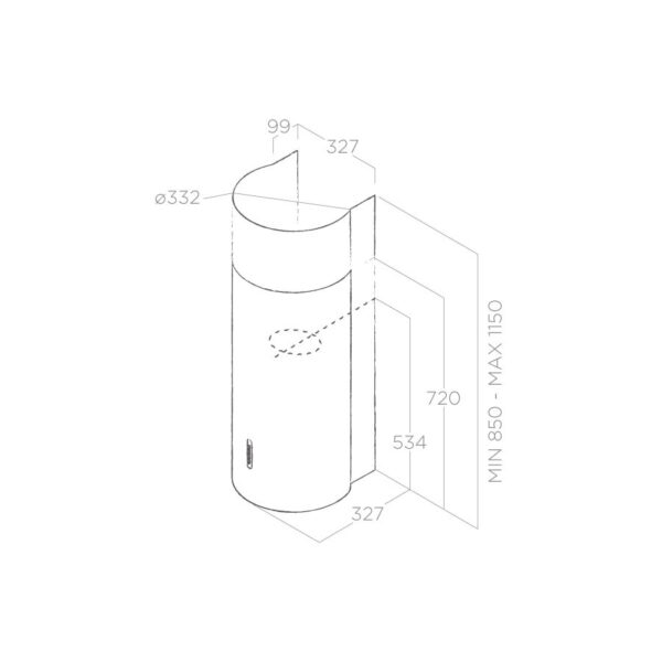 Elica Stone 33cm Wall Extractor Hood in Stainless Steel