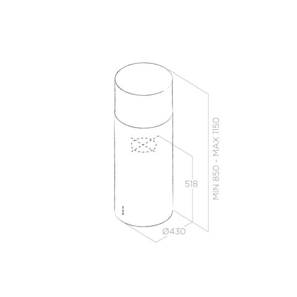 Elica Tube Pro 43cm Island Extractor Hood in Stainless Steel