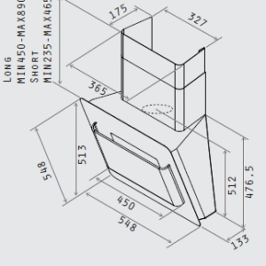 Elica Verve 80cm Black Glass/Stainless Steel
