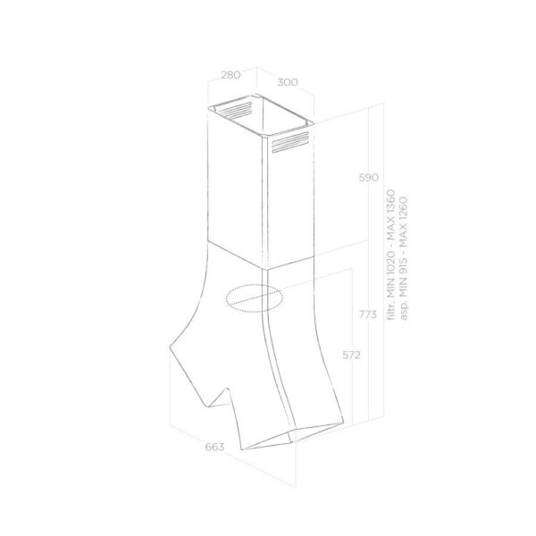 Elica Yin 66cm Island Extractor Hood