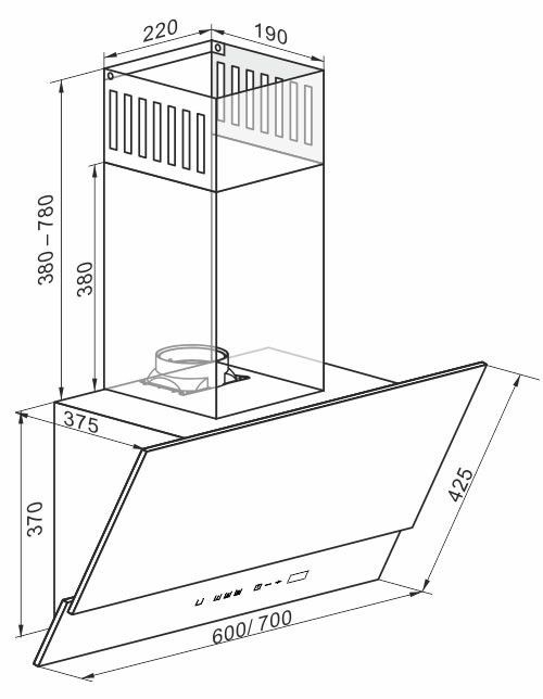 Kaiser AT 6410 F Eco Avantgarde Pro 60cm Angled Cooker Hood