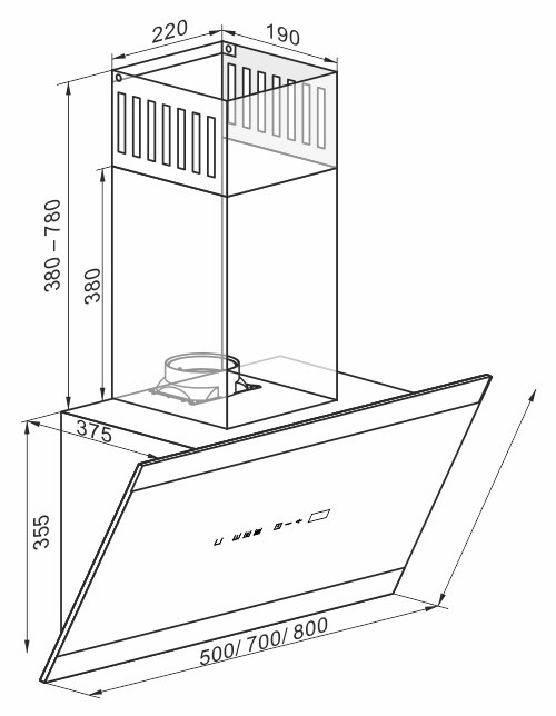 Kaiser AT 7435 Eco Grand Chef 70cm Angled Cooker Hood