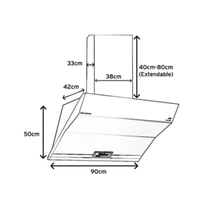 Kaiser AT 9343 La Perle 90cm Angled Cooker Hood