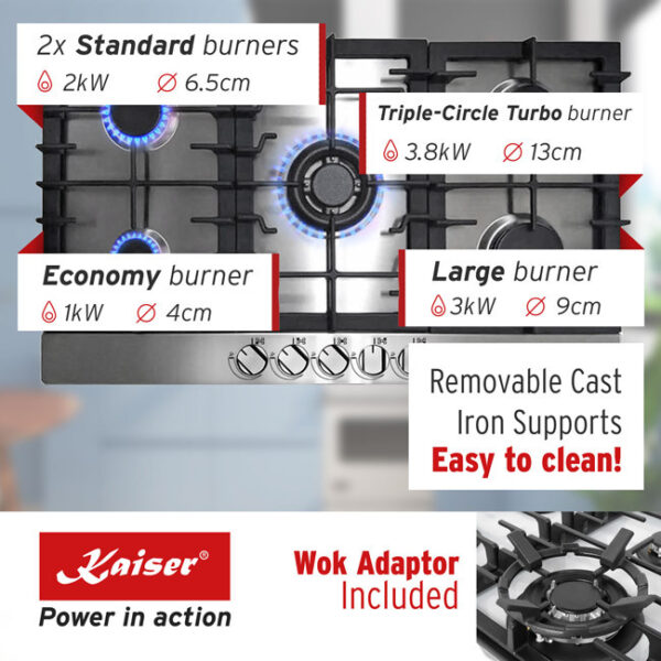 Kaiser KG 9356 Turbo Grand Chef 86cm Gas Hob