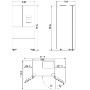 Kaiser KS 80425 Em Empire French Door Fridge Freezer
