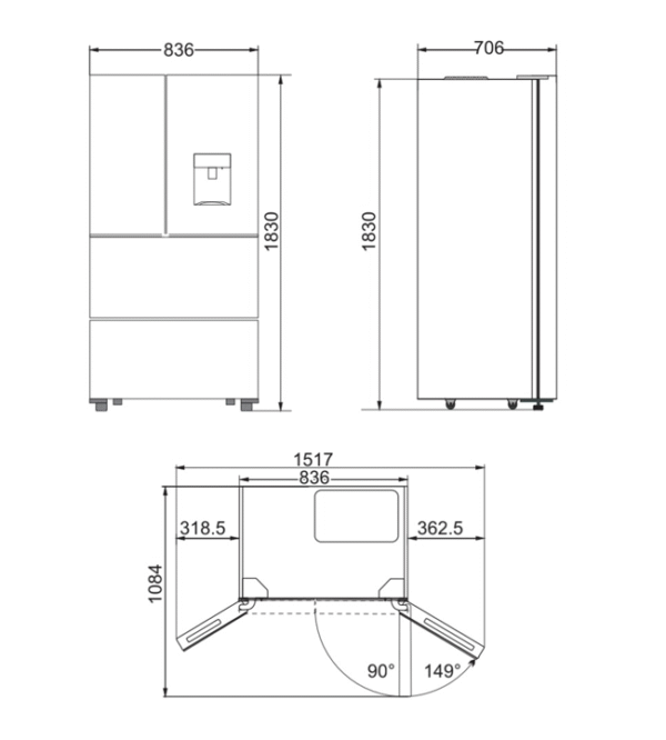 Kaiser KS 80425 Em Empire French Door Fridge Freezer