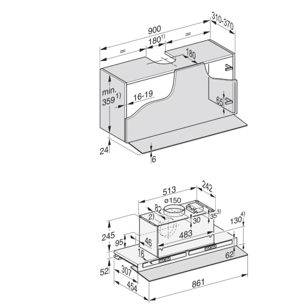 Miele DAS4940 90cm Built In Extractor Hood