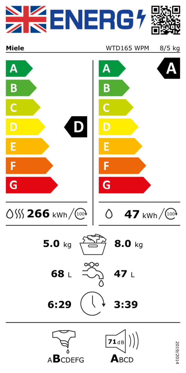 WTD165 WPM 8/5kg Blanc lotus - Lave-linge séchant