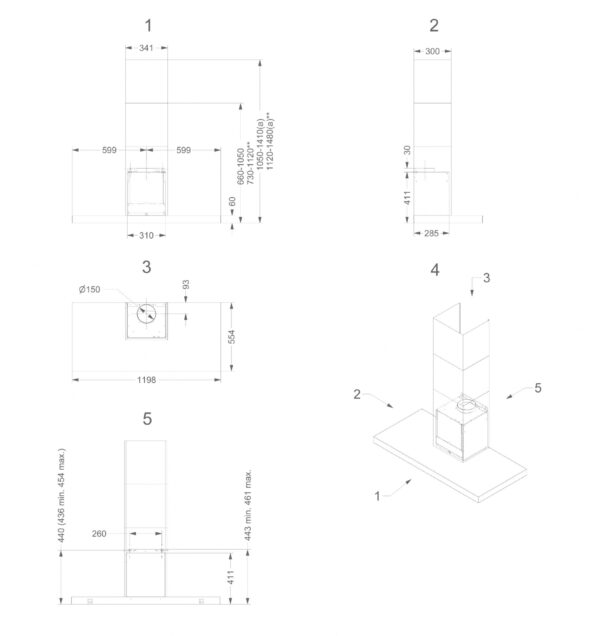 Novy 7612 Flatline 120cm Wall Extractor Hood