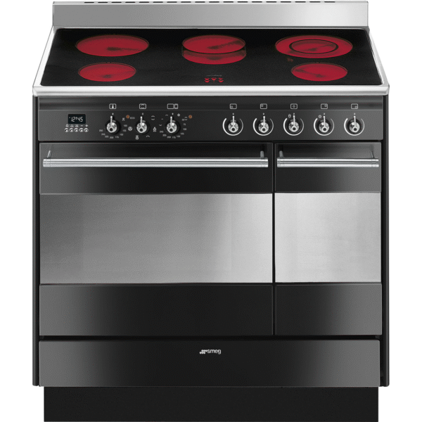 Smeg Classic Concert 90cm Range Cooker with Ceramic Top Black SUK92CBL9