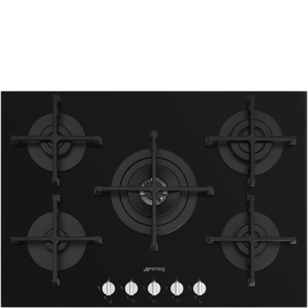 Smeg Cucina 5 Burner 75cm Ultra-Low Profile or Fully Flushed Gas Hob Black PV275N