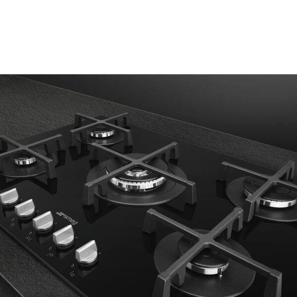 Smeg Cucina 5 Burner 75cm Ultra-Low Profile or Fully Flushed Gas Hob Black PV275N