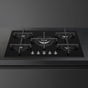 Smeg Cucina 5 Burner 75cm Ultra-Low Profile or Fully Flushed Gas Hob Black PV275N