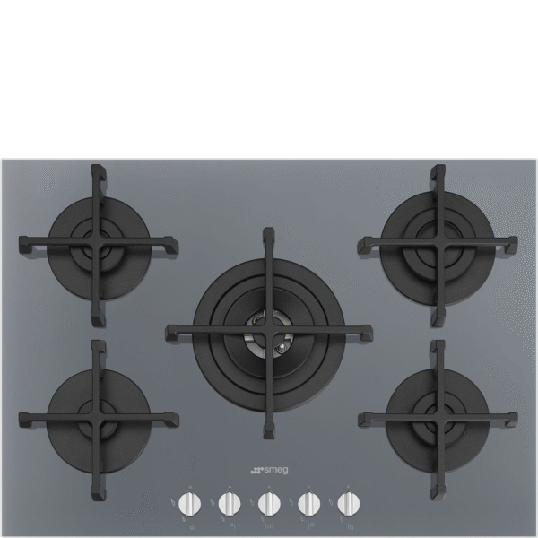 Smeg Cucina 5 Burner 75cm Ultra-Low Profile or Fully Flushed Gas Hob Silver PV275S