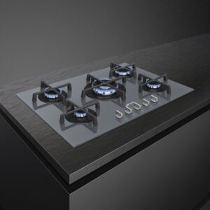 Smeg Cucina 5 Burner 75cm Ultra-Low Profile or Fully Flushed Gas Hob Silver PV275S