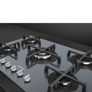 Smeg Cucina 5 Burner 75cm Ultra-Low Profile or Fully Flushed Gas Hob Silver PV275S