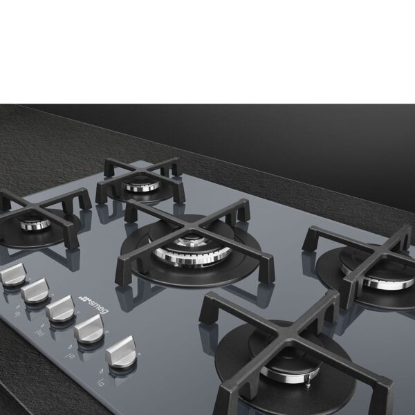 Smeg Cucina 5 Burner 75cm Ultra-Low Profile or Fully Flushed Gas Hob Silver PV275S