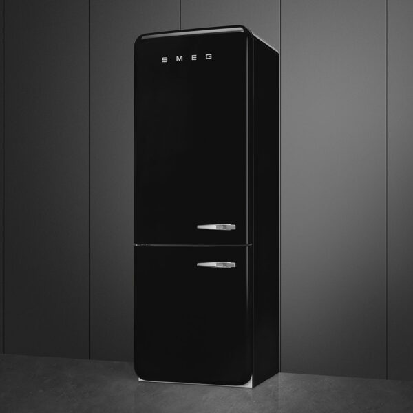 Smeg FAB38LBL5 50’s Style Double Door Freestanding Left Hinge Fridge Freezer Black