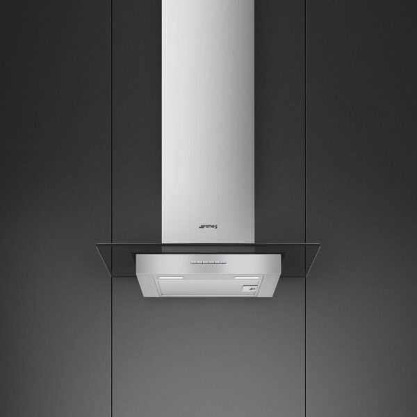 Smeg KBT600VE 60cm Chimney Wall Hood Black Glass and Stainless Steel