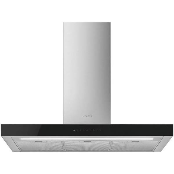 Smeg KBT9L4VN 90cm Chimney Hood Stainless Steel with Black Glass