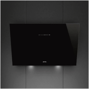 Smeg KV394N 90cm Angled Chimney Hood Black Glass