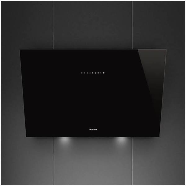 Smeg Kv394n 90Cm Angled Chimney Hood Glass Black