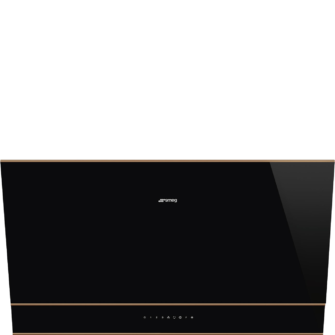 Smeg KV694R 90cm Angled Chimney Hood Black Glass