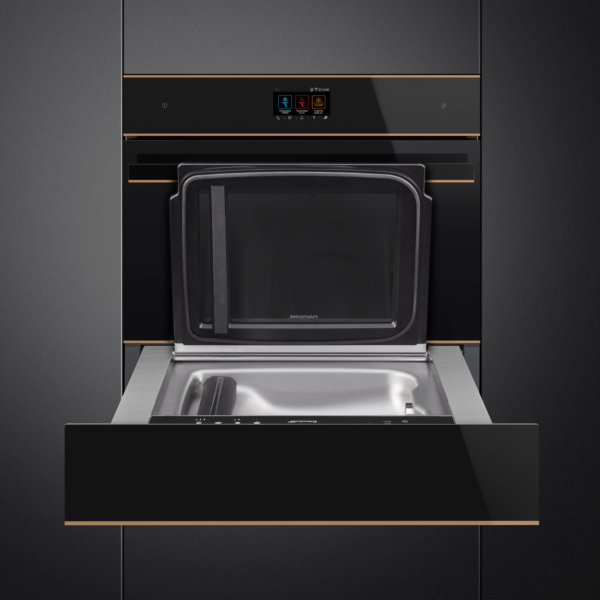 Smeg SBC4604WNR Built In Blast Chiller in Black Glass